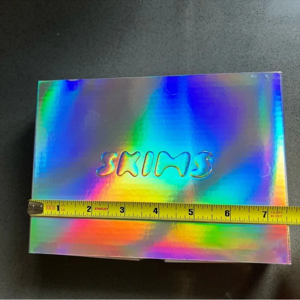 SKIMS Silver Iridescent Square Gift Storage Box Reusable Organizer luxe Jewelry